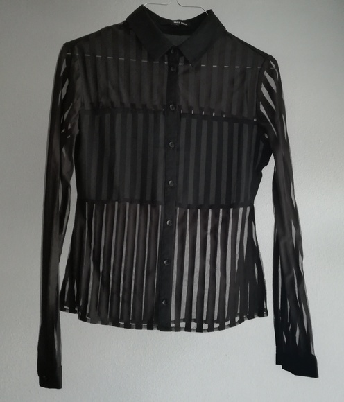 Tally Weijl black striped transparent blouse. - Picture 4 of 6